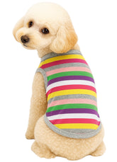 KUTKUT Rainbow Stripe Cotton Sleeveless Shirt for Small Breed Dogs Maltese, Chihuahua, Yorkie etc.